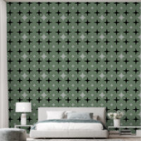 Elegant Silver Grey & Black Stars, Sage Green Grey