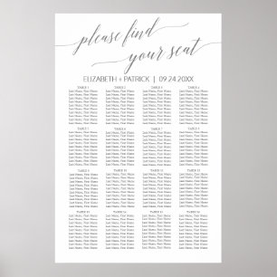 Elegant Silver Grey Calligraphy Seating Chart