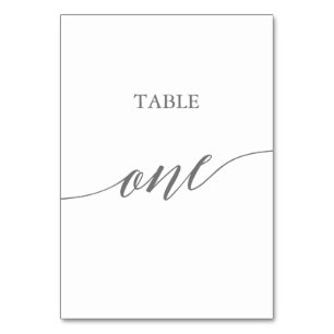 Elegant Silver Grey Calligraphy Table One Number