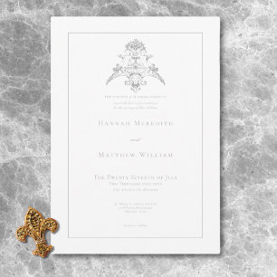 Elegant Silver Grey Chinoiserie Cherub Wedding Invitation