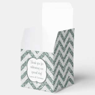 Elegant Silver Grey Faux Glitter Chevron Favour Box