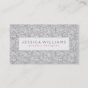 Elegant Silver Grey Faux Glitter Print Business Card