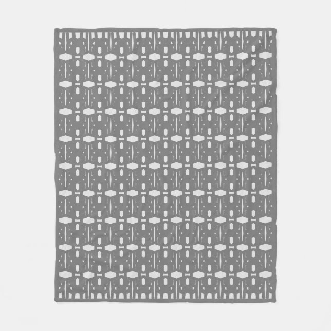 Elegant Silver Grey Geometric Pattern Fleece Blanket (Front)