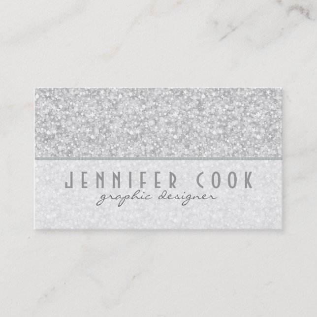 Elegant Silver Grey Glitter Texture Business Card (Front)
