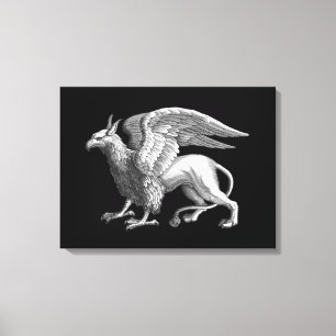 Elegant Silver Grey / Grey Griffin Legendary Beast Canvas Print