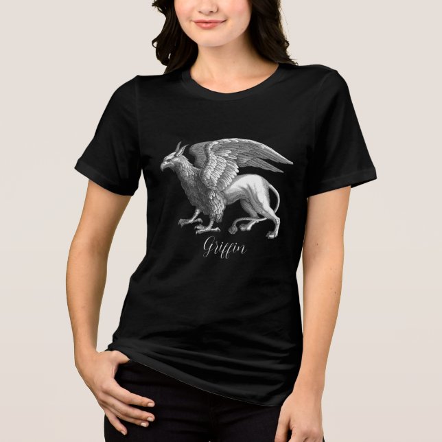 Elegant Silver Grey / Grey Griffin Legendary Beast Tri-Blend Shirt (Front)