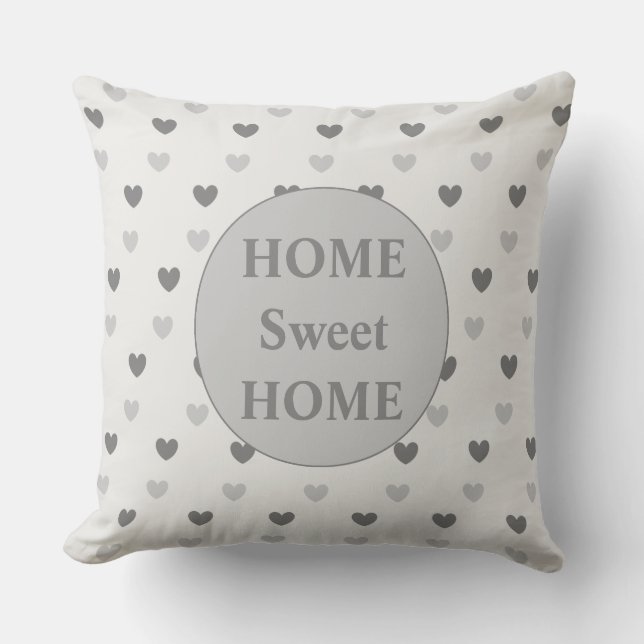 Elegant silver & grey heart pattern cushion (Front)