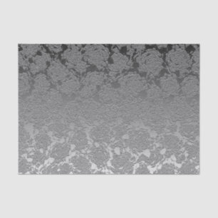 Elegant Silver Grey Metallic Succulent Pattern Tissue Paper