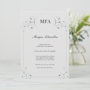Elegant Silver Grey MFA Graduation Party Invitation