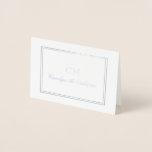 Elegant Silver & Grey Minimalist Monogram Foil Card<br><div class="desc">Elegant folded card with your name and initials printed in silver foil inside a silver foil frame. Monogrammed silver foil card.</div>