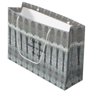 Elegant Silver Grey Mosaic Pattern Festive Chic Large Gift Bag
