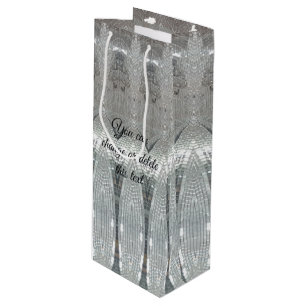 Elegant Silver Grey Mosaic Pattern Festive Chic Wine Gift Bag