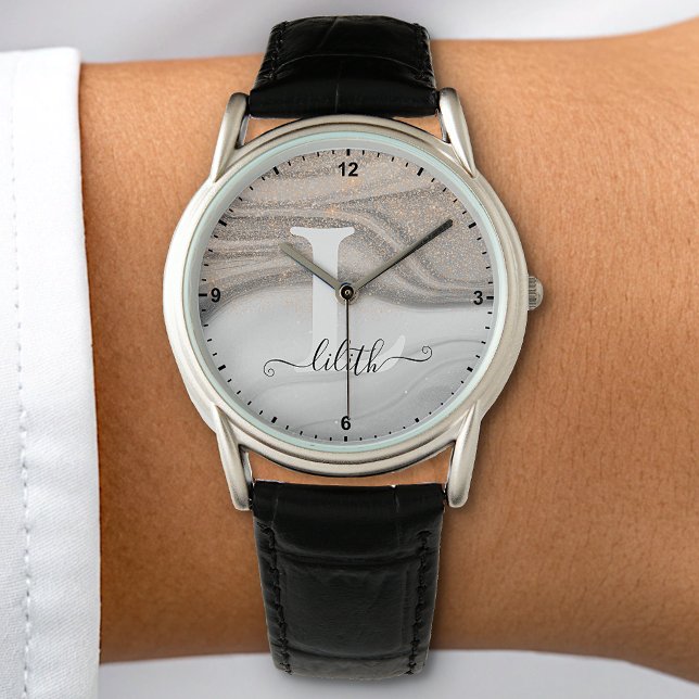 Elegant Silver Grey Paint Glitter Rain Sparkling  Watch (Creator Uploaded)