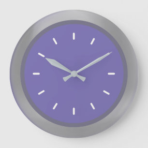 Elegant Silver Grey & Periwinkle Blue Large Clock