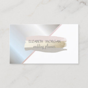 Elegant Silver, Grey,Pink  Foil Brush Stroke Business Card