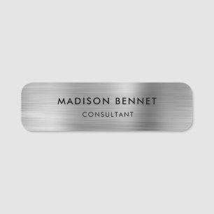 Elegant Silver Grey Professional Business Name Tag