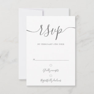 Elegant Silver Grey Script Simple Modern RSVP Card