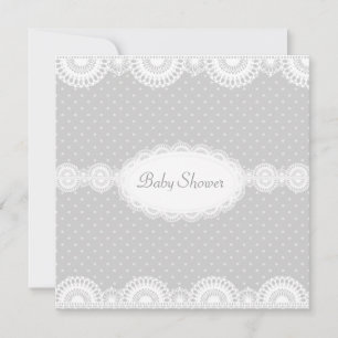 ELEGANT SILVER GREY SPOT BABY SHOWER INVITATION