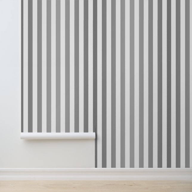 Elegant Silver Grey Striped Wallpaper (Application)