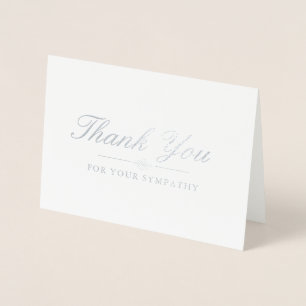 Elegant Silver & Grey Sympathy Thank You Foil Card