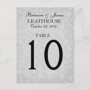 Elegant Silver Grey Wedding Table Number Card