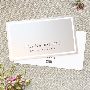 Elegant Silver Grey White Border Professional  Calling Card