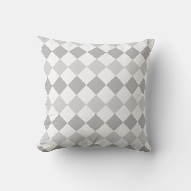 Elegant Silver Grey & White Diamonds Cushion (Front)