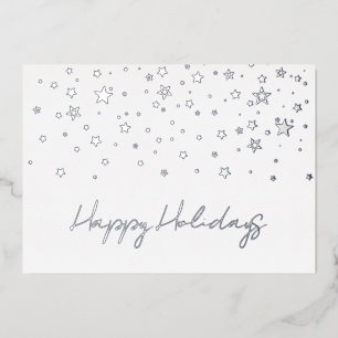 Elegant Silver Happy Holidays Company Foil Card