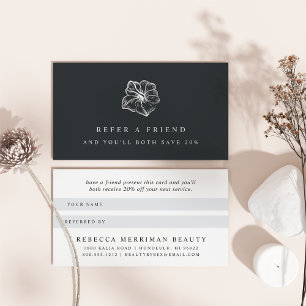 Elegant Silver Hibiscus Flower Referral Card