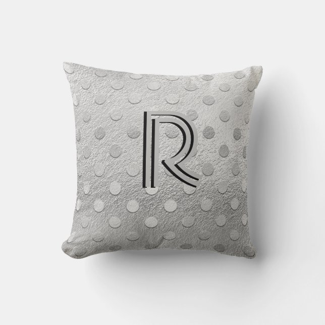 Elegant Silver Initial Monogrammed Classy Chic  Cushion (Front)