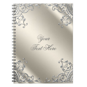 Elegant Silver Ivory Beige Notebook