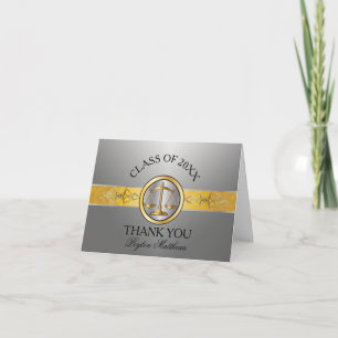 Elegant Silver Law School Graduation Thank You Card