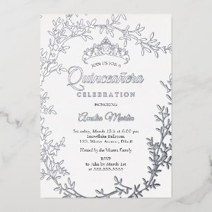 Elegant Silver Leaf Wreath Quinceanera