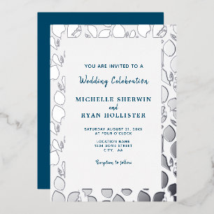 Elegant Silver Leaves Botanical Frame Wedding
