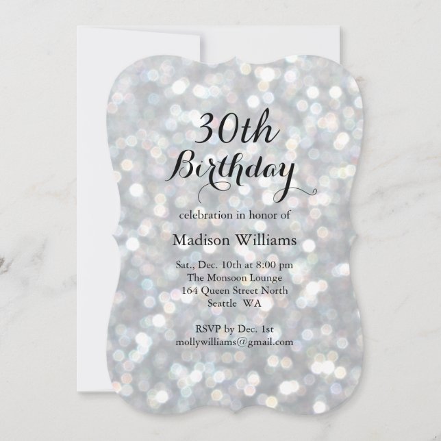 Elegant Silver Lights Birthday Invitation (Front)