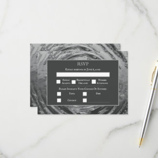 Elegant Silver Liquid Chrome Water Wedding RSVP Card