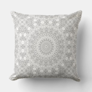 Elegant Silver Mandala Pattern Cushion