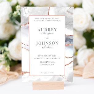 Elegant Silver Marble Rose Gold Wedding Acrylic Invitations