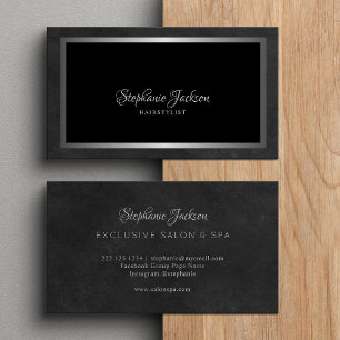 Elegant silver metallic black classic business card