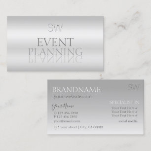 Elegant Silver Mirror Font with Monogram Stylish Business Card