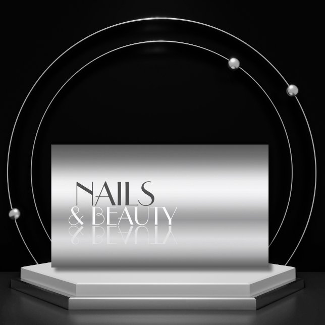 Elegant Silver Modern Mirror Letters with Photo Business Card (Creator Uploaded)