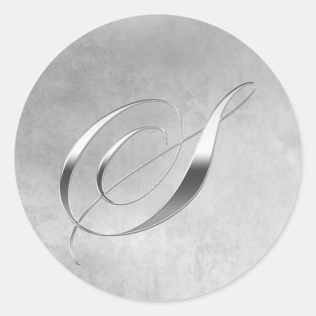 Elegant Silver Monogram S Sticker (Front)