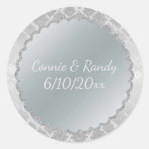 Elegant Silver Monogram Wedding Sticker