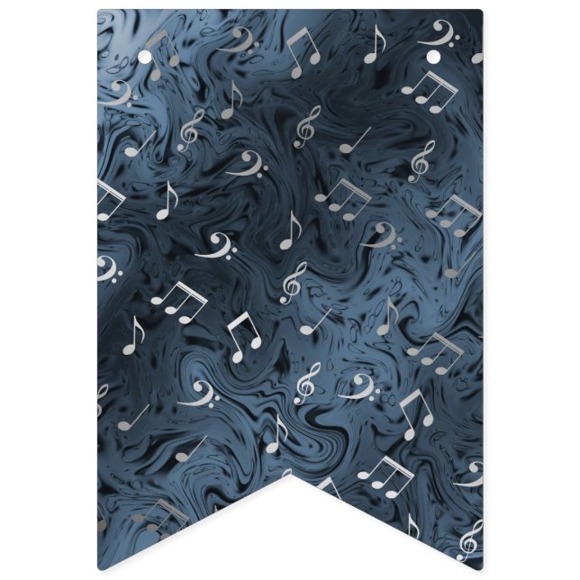 elegant silver music notes in blue bunting  (Sixteenth Flag)