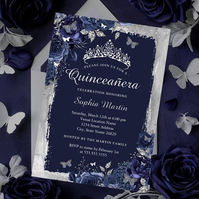 Elegant Silver Navy flower Quinceanera (Creator Uploaded)