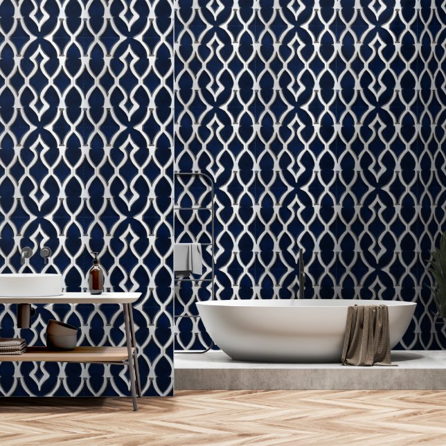 Elegant Silver Pattern Wallpaper (Bathroom)