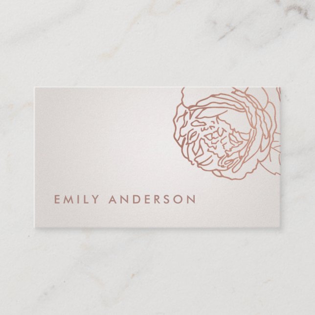 ELEGANT SILVER PEARL BLUSH PINK ROSE GOLD FLORAL BUSINESS CARD (Front)