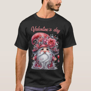 Elegant silver pearls red valentine cute gnome T-Shirt