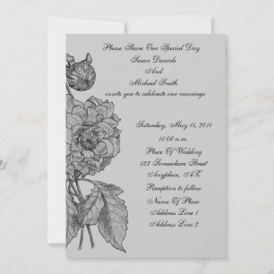 Elegant Silver Peony Flower Wedding Invite