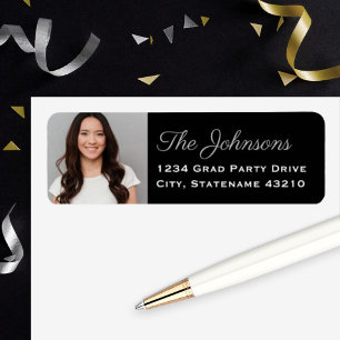 Elegant Silver Photo Graduation Return Address